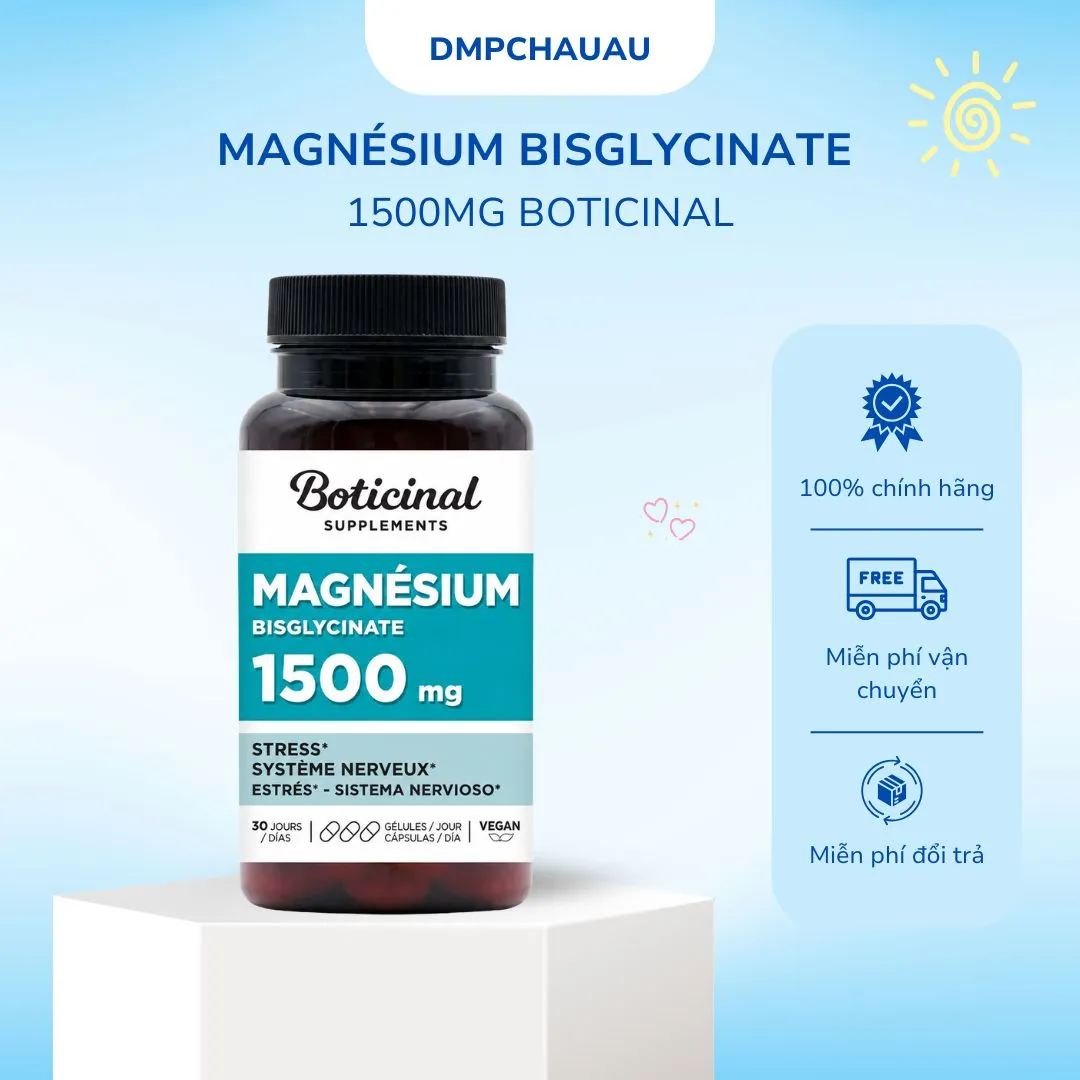 Viên uống Magnésium Bisglycinate 1500mg Boticinal 90 Viên Nang Thực Vật