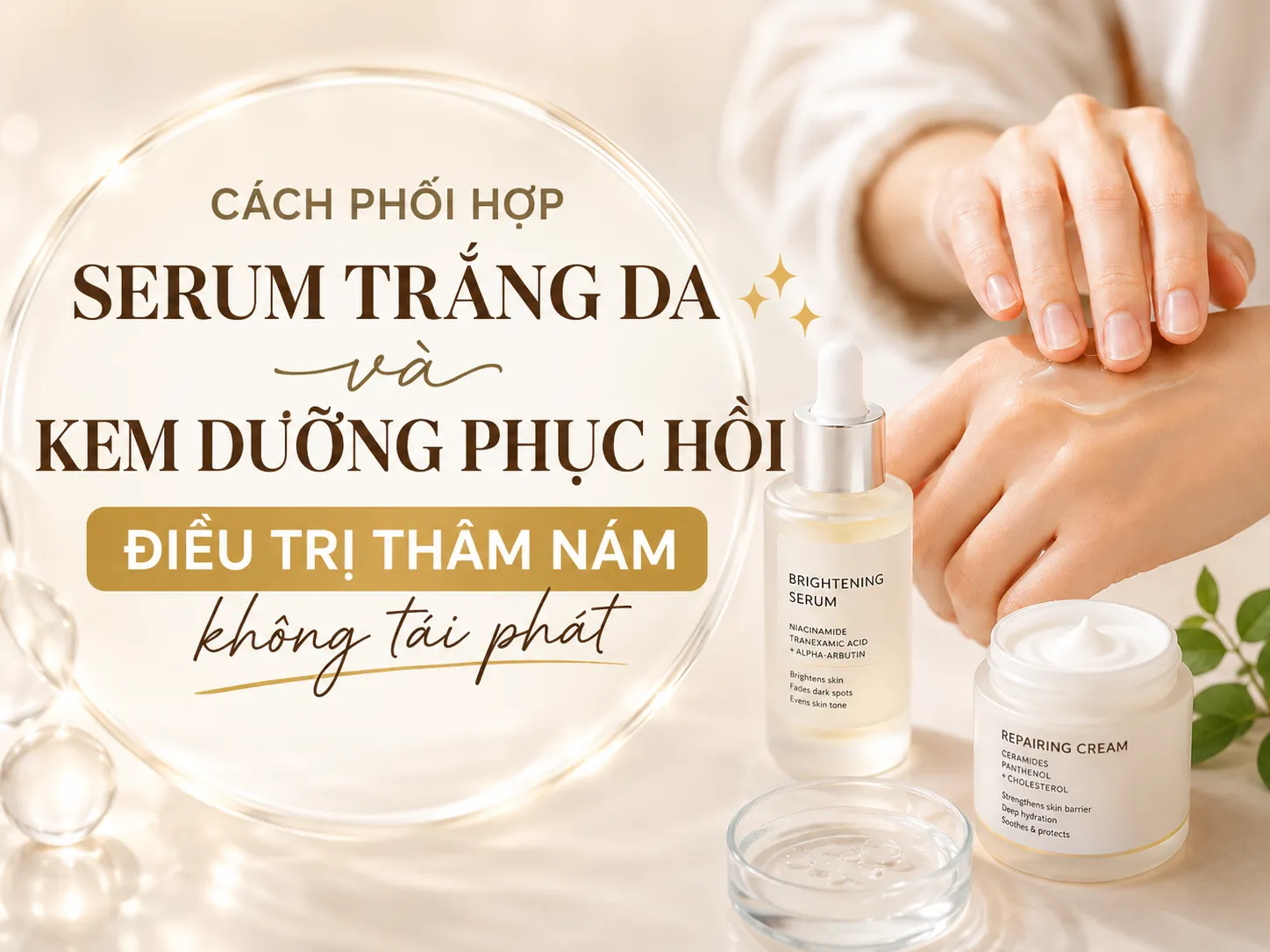 Cách phối hợp serum trắng da và kem dưỡng phục hồi điều trị thâm nám không tái phát