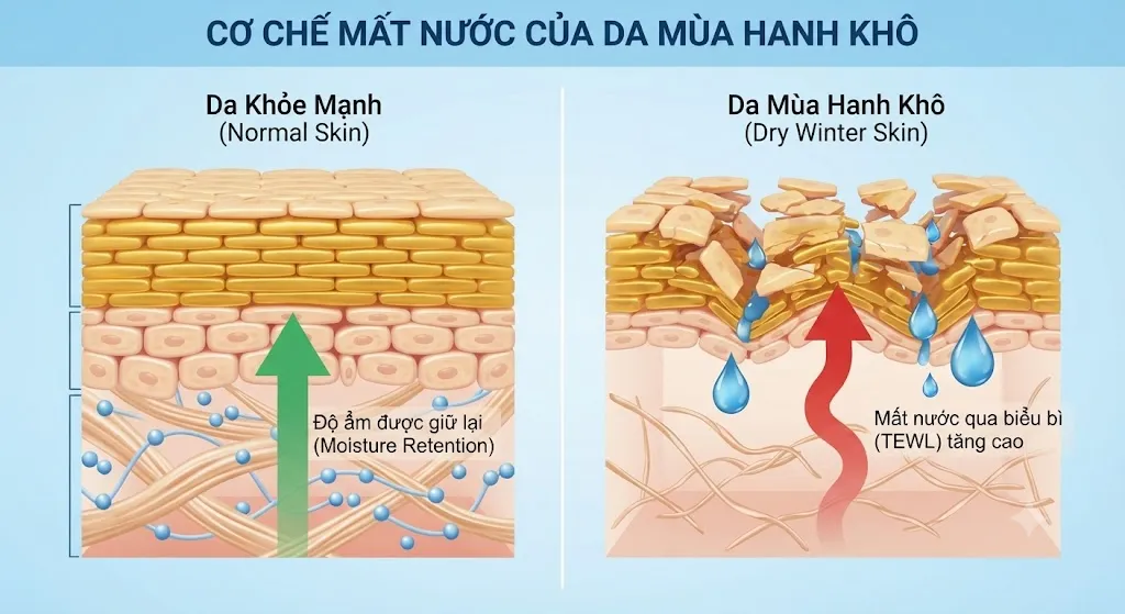 cơ chế mất nước của da